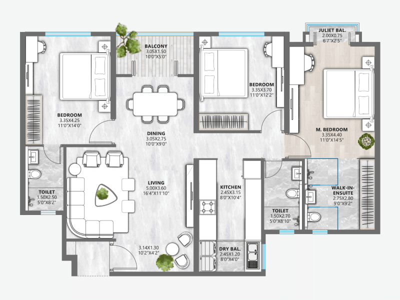 Ganga Legend County 3 Bhk